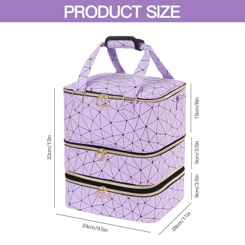 3-Layer Nail Polish Organizer Bag, Holds 84 Bottles and Lamp, Waterproof PU Leather Case with Reinforced Golden Zippers, Portable Nail Tech Travel Bag for Manicure Supplies