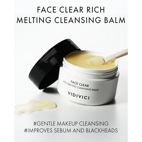 VIDIVICI Face Clear Rich Melting Cleansing Balm - Korean Makeup Remover - Gentle Face Wash, Pore are, Sebum & Blackhead Care - Balm to Oil Formula, 3.38oz.