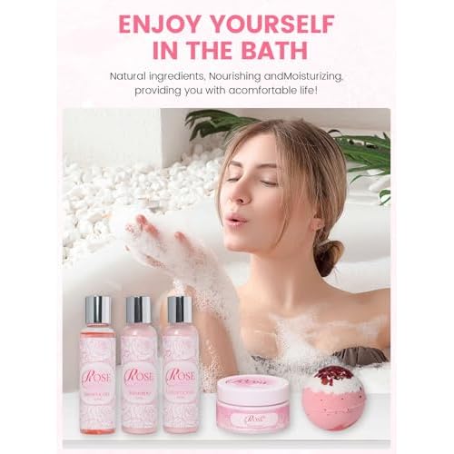 Spa Gifts for Women -15Pcs Self Care Set with Rose Bath & Body Essentials, Mother's Day/Thoughtful Day/Get Well Gifts/Birthday/Christmas/Bridal Shower Gift for Mom, Sister, Wife, Relaxing Home Spa Set