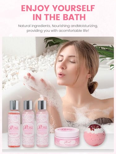 15-Piece Rose Spa Gift Set for Women - Bath & Body Care Kit