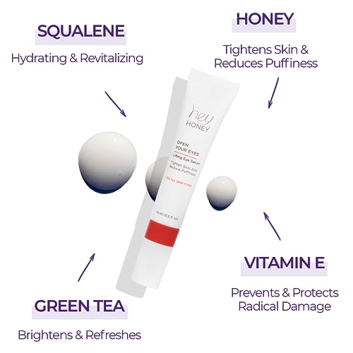 Hey Honey Brightening Eye Serum for Dark Circles & Puffiness - Hydrating Under Eye Treatment - 0.5 oz