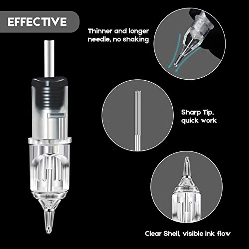 Emalla Tattoo Cartridge Needles 100Pcs Mixed #12 Round Liner Shader