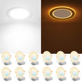 Amico 12 Pack 6 In LED Recessed Light with Night Light, 5CCT (2700-5000K) – Damp Rated