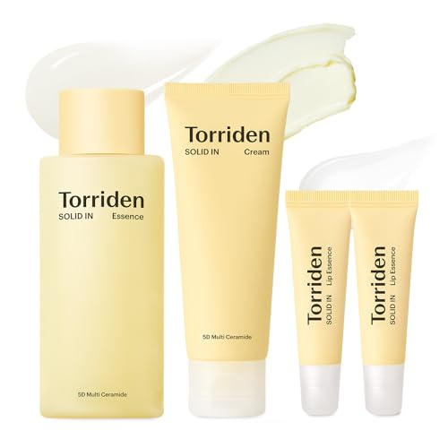 Torriden SOLID-IN Ceramide Skincare Set: Essence, Cream & Lip Essence - Hydrates, Soothes & Nourishes, Vegan, Cruelty-Free