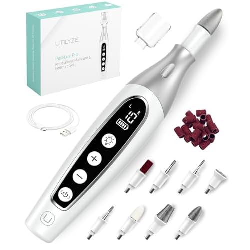 PediLux Pro Professional Manicure Pedicure Kit, Cordless Electric Nail File Drill Set, Thick Toenail Grinder, Toe Nail Dremel Tools, Filer, Buffer, Sander, Remove Cuticles, Callus for Men & Women