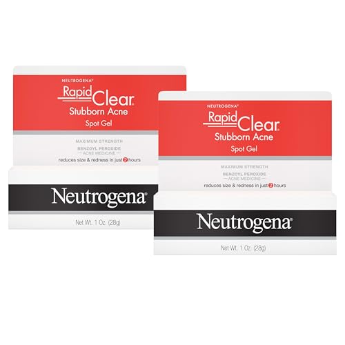 Neutrogena Rapid Clear Stubborn Acne Spot Treatment Gel 10% Benzoyl Peroxide 1 oz Twin Pack