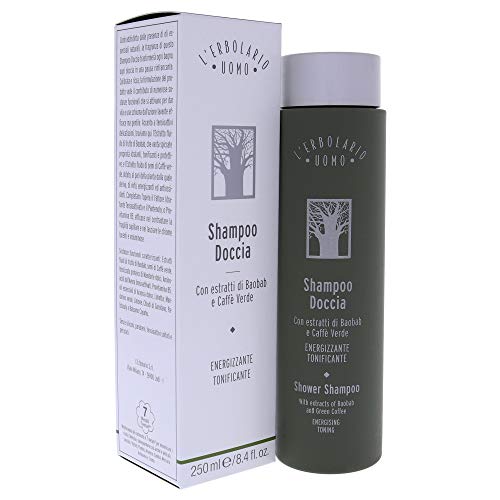 L'Erbolario Uomo Organic Shower Shampoo for Men & Unisex - 8.4 oz Natural Hair Care