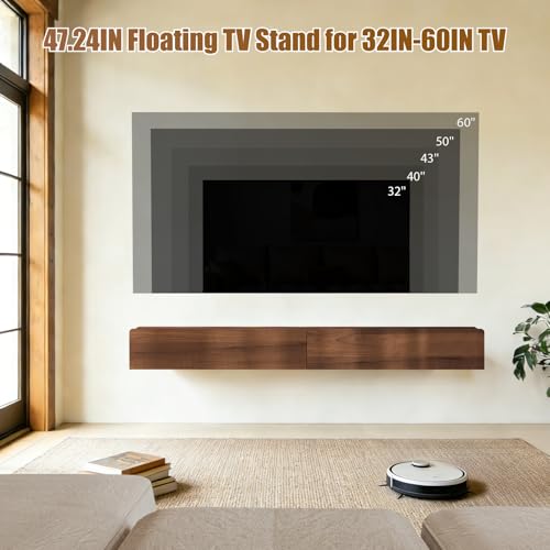 Wall Mounted Console Table 47.24 Inch Solid Wood Narrow Entryway Shelf Walnut