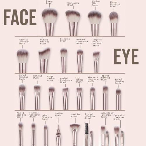 HGHDBT 55Pcs Brown Makeup Brushes Set Professional Makeup Kit Multi-functional Makeup Tool Set with Case Facial Makeup Accessories, Foundation Makeup Brush Kit Eye and Face Make up Brushes & Tools
