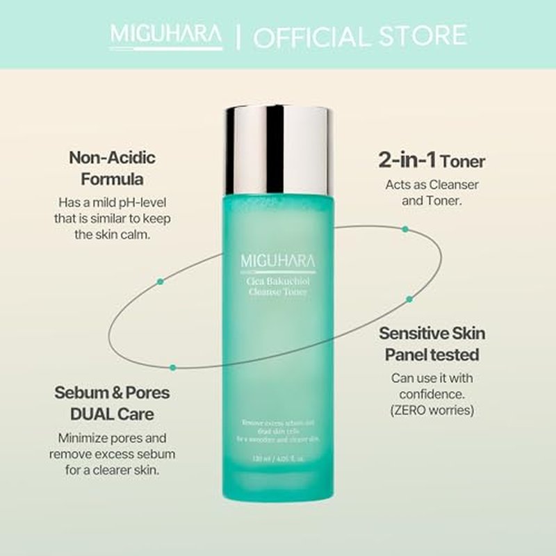 CICA Bakuchiol Cleanse Toner | Korean Skincare 2in1 Toner (120ml/4.05 fl. oz.)