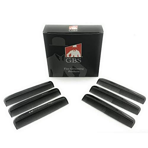 G.B.S 6 Pieces Black 5in Course Fine and Pocket Hair Comb Beard and Mustache Combs