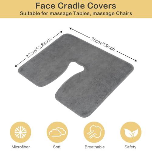 SINLAND Microfiber Face Cradle Covers Large Size Soft and Reusable Non-Stick Massage Headrest Cover Suitable for Any Massage Tables & Massage Chair