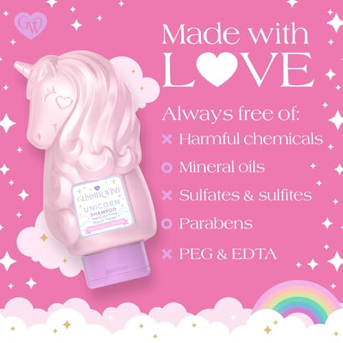 Glimmer Wish Unicorn Kids Conditioner, Fragrance-Free, Organic Oils, Sensitive Skin, 12 Fl Oz