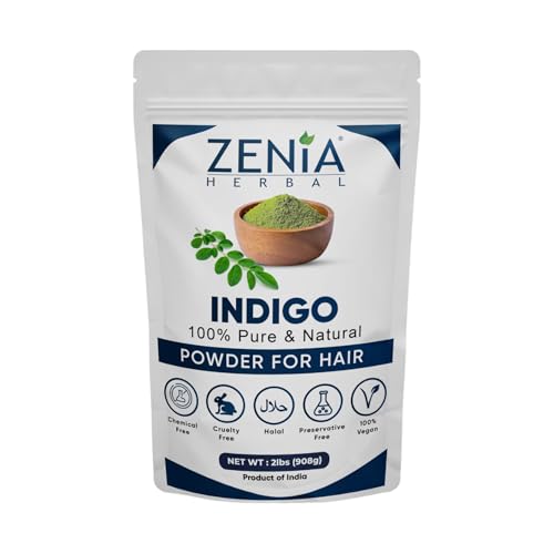 Zenia Indigo Powder 908g Natural Hair & Beard Dye Color - 2lbs - Pure & No Preservatives