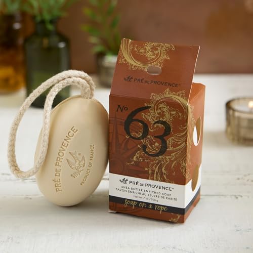 Men's No.63 Soap on a Rope - Masculine Fragrance, Moisturizing Shea Butter, French Gift