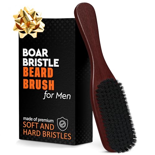 Mens Beard Brush with Handle ? Soft Boar Bristle Beard Brush for Men, 9" Wooden Design for Beards, Mustaches & Slick Back Hair ? Comfortable Grip, Styling Control, for Daily Grooming & Barbershop Use