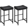 Counter Height Saddle Bar Stools with PU Upholstery - Black, 25.4"