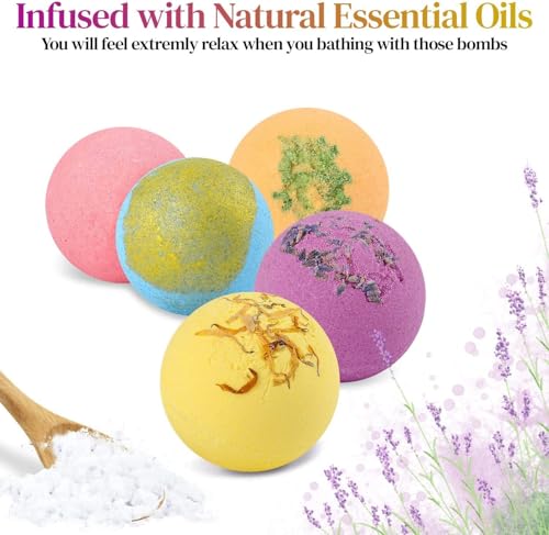 Large Bath Bomb Gift Set with 12 Scents - Handmade Organic Natural Spa Relaxation