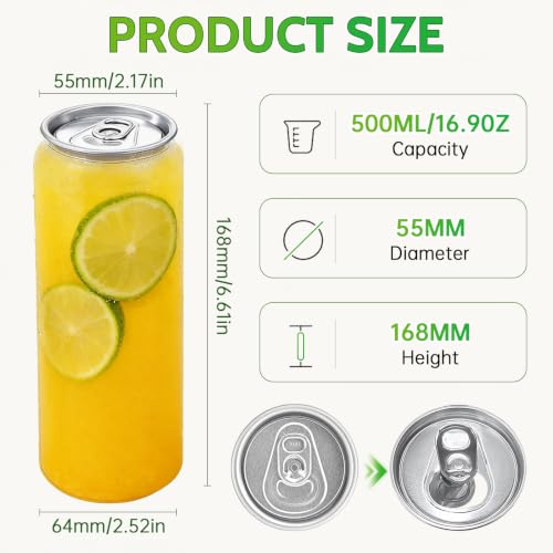 500ml Plastic Boba Cups with Lids - Leak-Proof Sealable Can Containers for Smoothies & Drinks