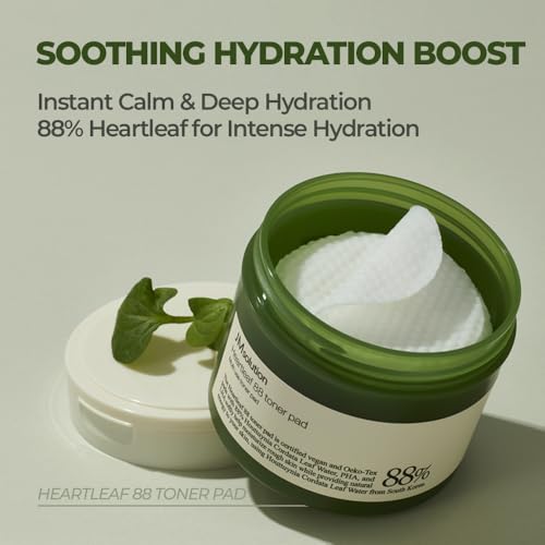 JMsolution Heartleaf 88 Moisture Toner Pad - Soothing & Hydrating Face Pads for Sensitive Skin, Daily Calming Texture Care, Gentle Exfoliation, Korean Skin Care (70 Pads)