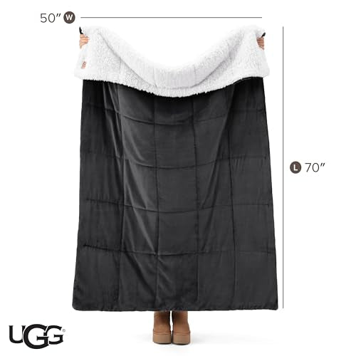Reversible 50x70 Inch Charcoal Grey Throw Blanket - Soft & Plush Fleece, Gift Ready