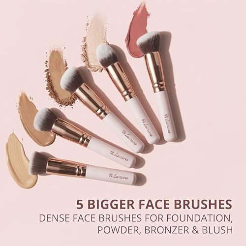 Lamora Makeup Brush Set - 10 Professional Face & Eye Brushes, Cruelty-Free
