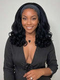 Black Yaki Curly Headband Wig 16 Inch Kinky Curly Synthetic Half Wig for Black Women