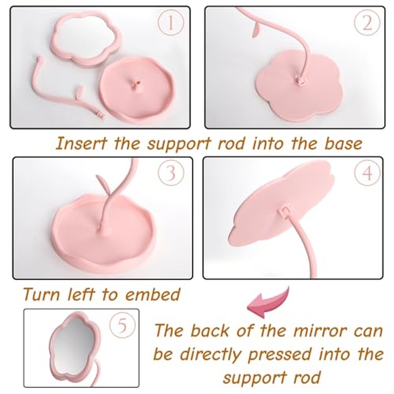6 Pieces Flower Shaped Mirror, Multi-Angle Adjustable Spa Party Makeup Mirror, Compact Table Vanity Mirror with Jewelry Tray for Home Decor Sleepover Party Aesthetic Gift