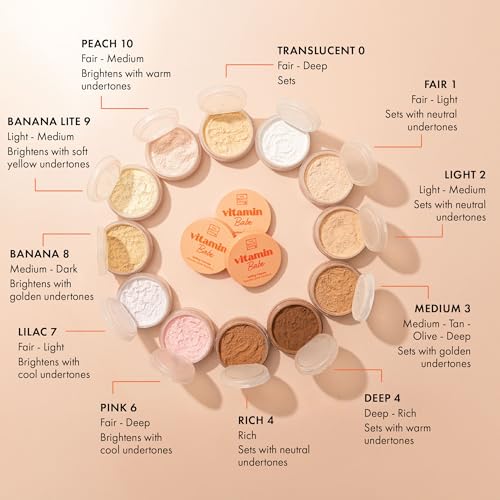 The Beauty Crop Vitamin Babe Setting Powder - Talc-Free Loose Powder for Flawless Finish - Medium Shade - 0.35 oz
