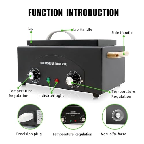 High Temperature Metal Tool Cleaning Box,Misforu 2L Dry Heat Cabinet High Temp with Stainless Tray Timer and Handle for Nail Art Tool Salon Hairdressing Tool Earrings 300W 110V (Black)
