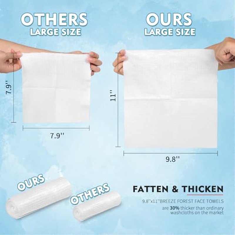 Disposable Face Towel XL, 100 Pcs Ultra Soft Biodegradable Facial Wipes, 9.8" X 11" Extra Large Dry Face Tissues, Makeup Remover Clean Cloths for Sensitive Skin