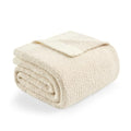 Queen Size Oversized Soft Microfiber Bed Blanket - Heather Ivory, 90x90