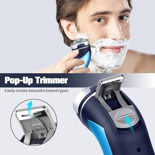 Electric Shaver for Men Waterproof Cordless with Trimmer & Fast Charging