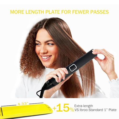 Black Ceramic Hair Straightener and Curling Iron 1-Inch Tourmaline Flat Iron for All Hair Types