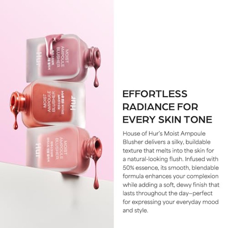 House of Hur Moist Ampoule Blusher with 50% Moisture Essence | Hydrating & Long-Lasting Blush | 0.33 fl. oz. (9 Shades) - Lavender Flush