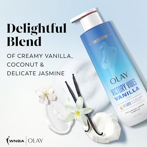 Olay Intensely Hydrating Body Wash with Hyaluronic Serum Complex, Victory Vibes Vanilla Scent, 20 fl oz