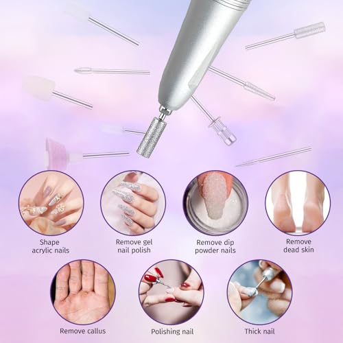 Pink Professional Nail Drill Kit 35000RPM Cordless Rechargeable Manicure & Pedicure