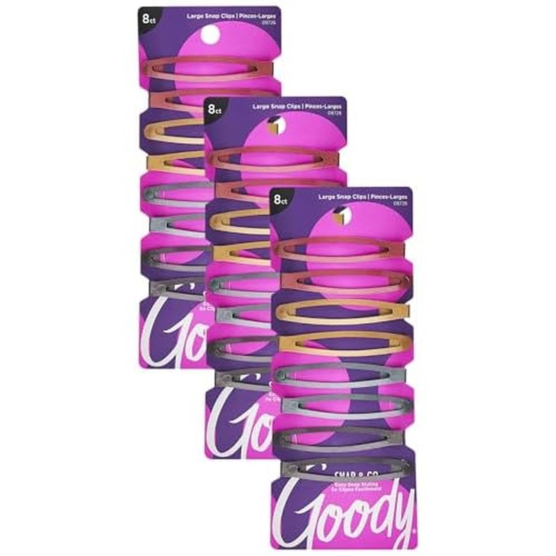 Goody Corporate Future Primal Stretch Oval Contour Clips, Large, 8 Count (Pack of 3)