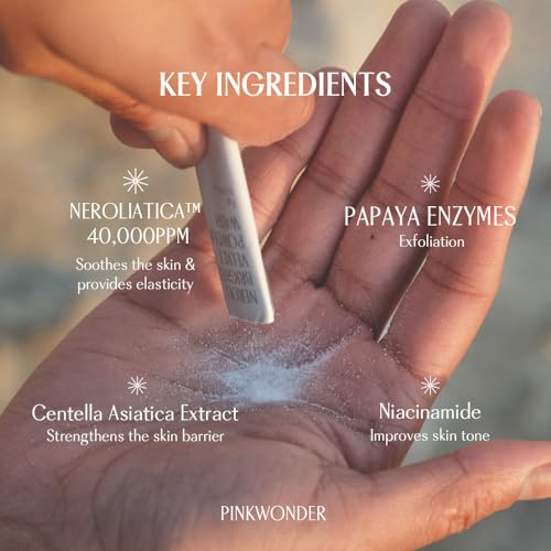 PINKWONDER Neroli Velvet Powder Wash (40EA), Neroli Extract and Enzyme Powder Face Cleansing, Mild Exfoliating, Hydrating and Glowing Skin, Travel Friendly, Korean Skincare