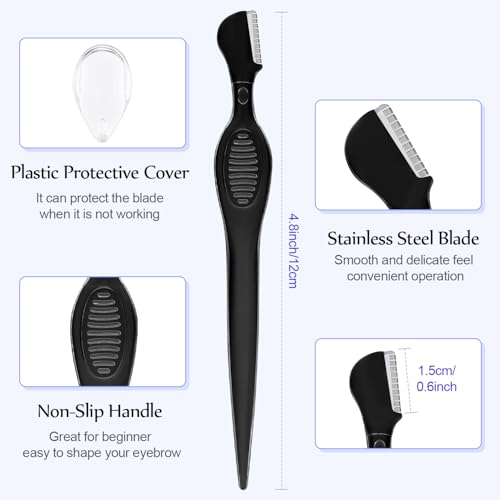 Mudder 21 Pcs Eyebrow Razor Eyebrow Shaver Facial Razor Multipurpose Face Trimmers with Precision Cover for Women Makeup Care Tools(Black)