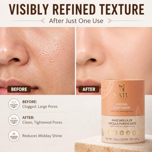 3.5oz Purifying Bentonite Clay Face Mask for Deep Pore Cleansing & Oil Control