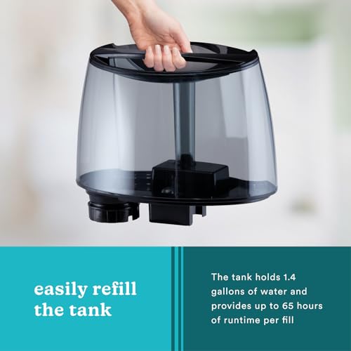 Large Top-Fill Humidifier with Warm & Cool Mist, Night Light, Essential Oil Pads