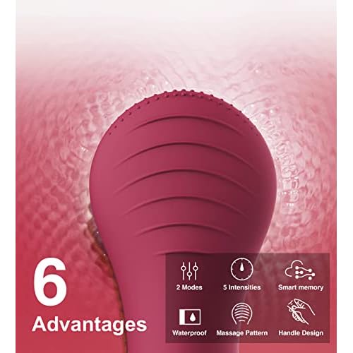 Face Scrubber, N?graCoola CLIE Facial Cleansing Brush, Waterproof and Rechargeable Face Scrub Brush for Men & Women, Cleansing, Exfoliating and Massaging, Electric Face Wash Brush - Berry