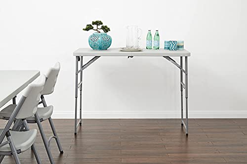 4-Foot Height Adjustable Resin Folding Table - Indoor Outdoor Utility