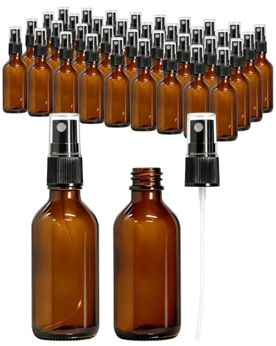 2oz Amber Glass Spray Bottles Set - 36 Pack for Essential Oils & Perfume