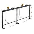 90-Inch Adjustable Sofa Table with Outlets - Black Behind Couch Console
