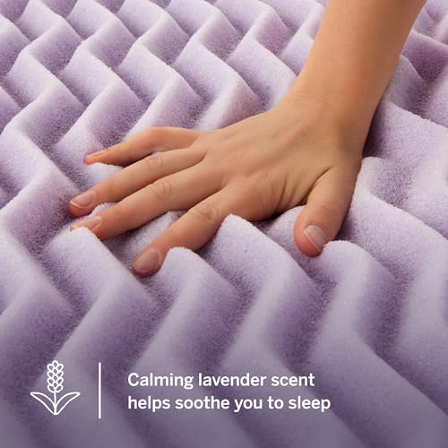 Lavender Infused 3 Inch Memory Foam Mattress Topper Queen Size Plush Feel – 5 Zones