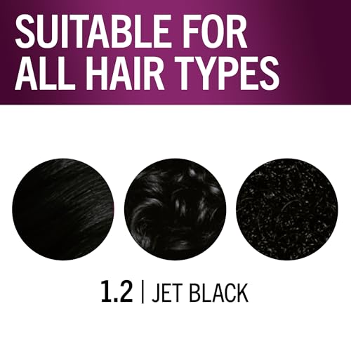 Schwarzkopf Keratin Permanent Hair Dye Cream, 1.2 Jet Black, Professional Quality Color for Up to 100% Gray Coverage, Bond Enforcing System