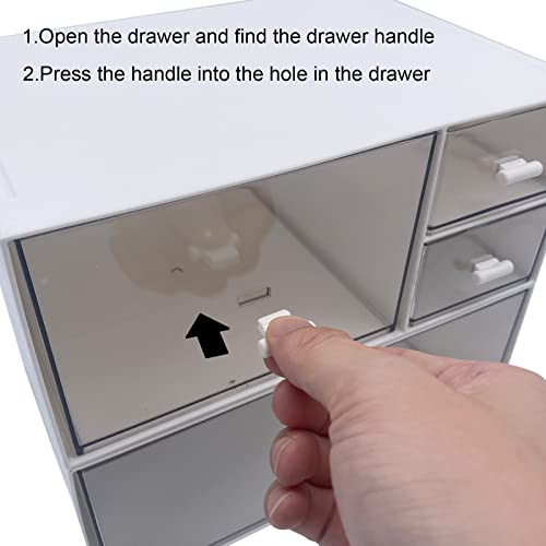 Desk Organizer with 4 Drawers, Makeup Organizer, Plastic Sundries Storage, Vanity Organizer, Cosmetic Storage Organizer, Desk Storage Box, Bathroom Counter or Dresser, White (CD-QBH-01)