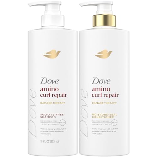 Dove Amino Curl Repair Shampoo & Conditioner Set for Damaged Curly Hair - 18 Oz Each